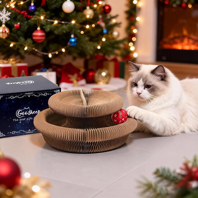 2Pack Kitty Kurlz Magic Organ Cat Scratching Board Cat Accordion Toy Cats Scratching Post Ball Track, Kitten Fun Intelligence Physical Exercise Educational Toy