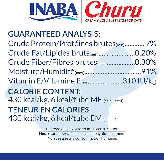 INABA Churu Cat Treats, Grain-Free, Lickable, Squeezable Creamy Purée Cat Treat/Topper with Vitamin E & Taurine, 0.5 Ounces Each Tube, 12 Tubes (4 per Pack), Chicken with Crab Recipe