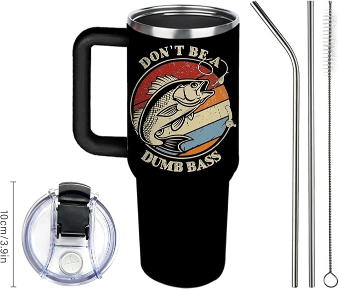 Fishing Gifts For Men Dad Coffee Tumbler 40oz with Handle Fishing Lovers Cup Gift For Fisherman Fathers Day Birthday Gifts For Him Son Husband Fishings Gift Water Drinking Cups