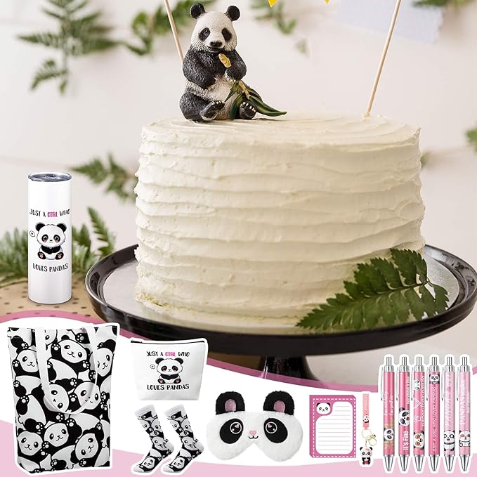 Wonderjune 14 Set Panda Gifts Baskets for Panda Lovers Birthday Gifts Set for Girls Kids Teens Mom Friend Sister Cute Valentines Thank You Birthday Presents Package Accessories