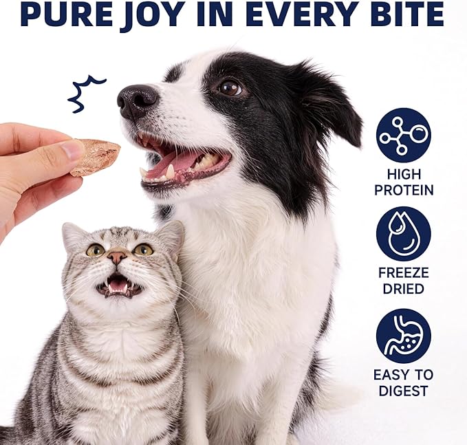 Freeze Dried Chicken Hearts for Dogs and Cats, Single Ingredient, High Protein Training Treats, All Natural Healthy Pet Snacks, Perfect for Picky Eaters, 4.23 oz