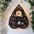Crystal Display Shelf Wall Moon Shelves Luna Moth Hamsa Hand Holder Floating Wall Mounted Decorative Crystal Shelf (Heart-38.5 * 31cm/15 * 12.2inch)