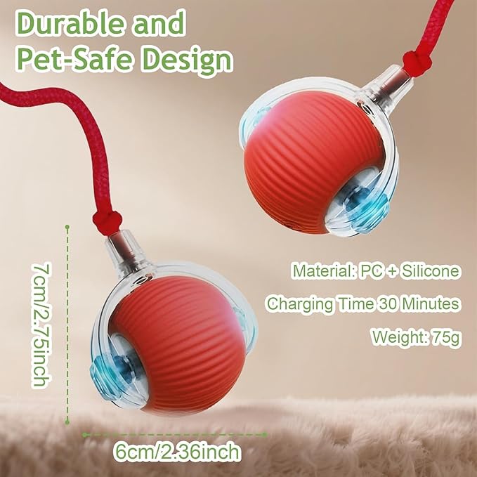 2026 New Interactive Cat Toys for Indoor Cats,Motion Activated Cat Balls with 360° Smart Automatic Rolling Moving for Bored Pet Cats Dogs. (Red)