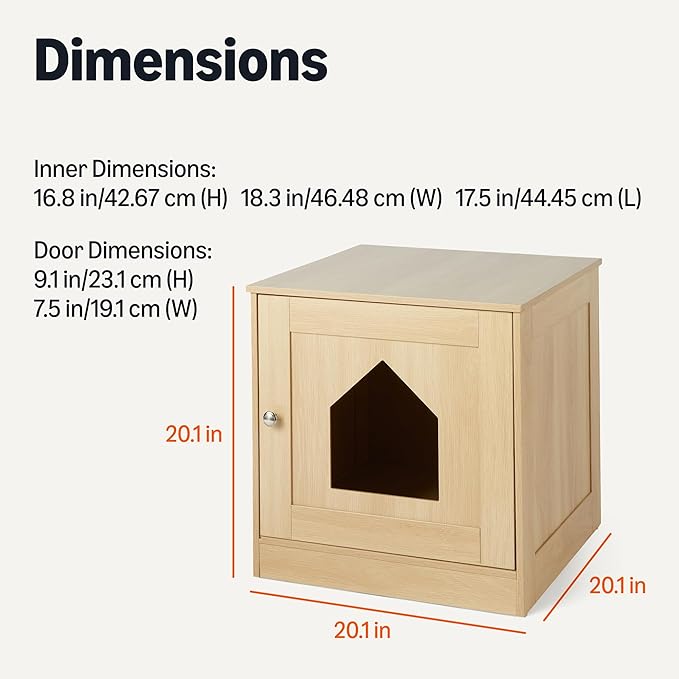 Amazon Basics Furniture-Style Cat Litter Box Enclosure, Oak
