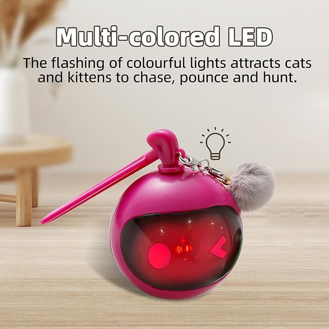 Interactive Cat Toys for Indoor Cats, Automatic Motion Activated Kitten Ball Toy, Moving Stimulation Cat Toys for Bored Indoor Adult Cats, Low Noise Fast Rolling Moving Ball (Rose Red)