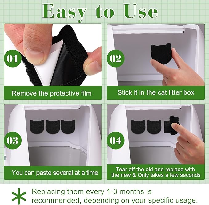 12-Pack Universal Cat Litter Box Carbon Filters – Stick-On Activated Charcoal Odor Absorbing Pads, Compatible with Most Litter Boxes and Pans