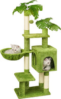 Meecal Green Tall Cat Tree 47-Inch for Kittens Under 6 Months 9lbs, Cat Tower for Small Cats - Scratching Post, Plush Hammock, Double Condos & Dangling Toys