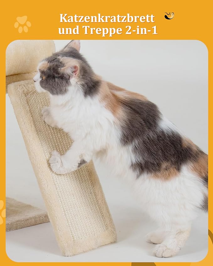 Aechonow Small Cat Tree Tower for Large Cat, Cat Bed House with Large Perch for Adult Cats, 20 * 16.5 Inch Big Platform for Indoor with Super Cozy Soft Mat, Large Cat Condo with Scratching Post, Beige