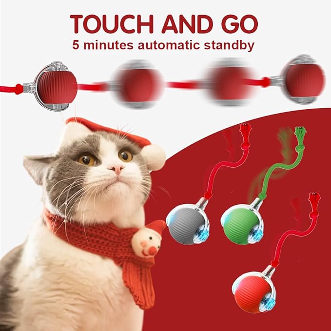 2026 Interactive Rolling Cat Dog Ball Toy – Smart Automatic Self-Moving Pet Toy, Upgraded Smart Automatic Electric Dog Ball for Bored Cats and Dogs (Green)