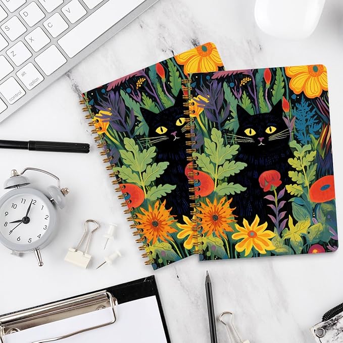 2 Packs Cat Spiral Notebook Aesthetic College Ruled Journaling Notebooks Cat Themed Gifts for Women Teacher Her Colleagues Cute Hardcover Notebook Journals for Writing Classroom Office Home Supplies