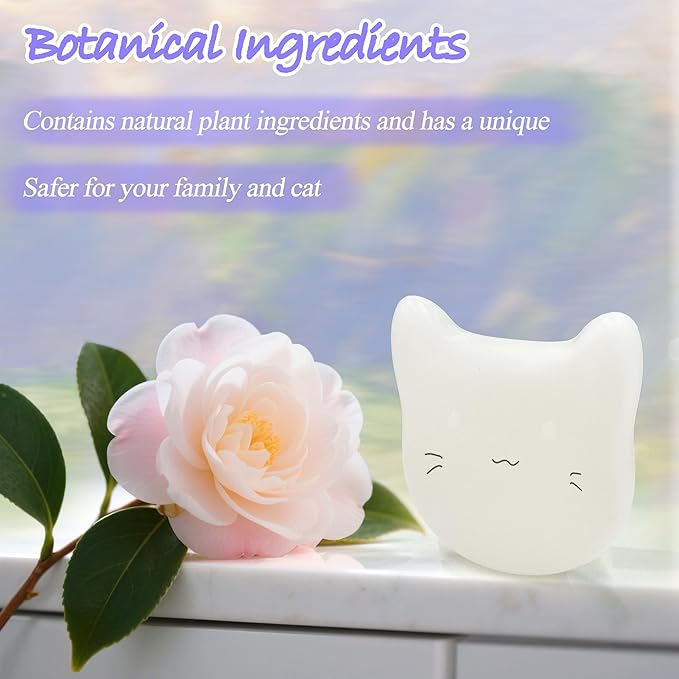 NewKe Pet Odor Deodorizer for Cumrige Self Cleaning Litter Box, Odor Eliminator Compatible with Fumoi Automatic Cat Litter Box, Camellia Flower Scent, Cute Cat Shaped Design, Fragrance Refills, 2 Pack