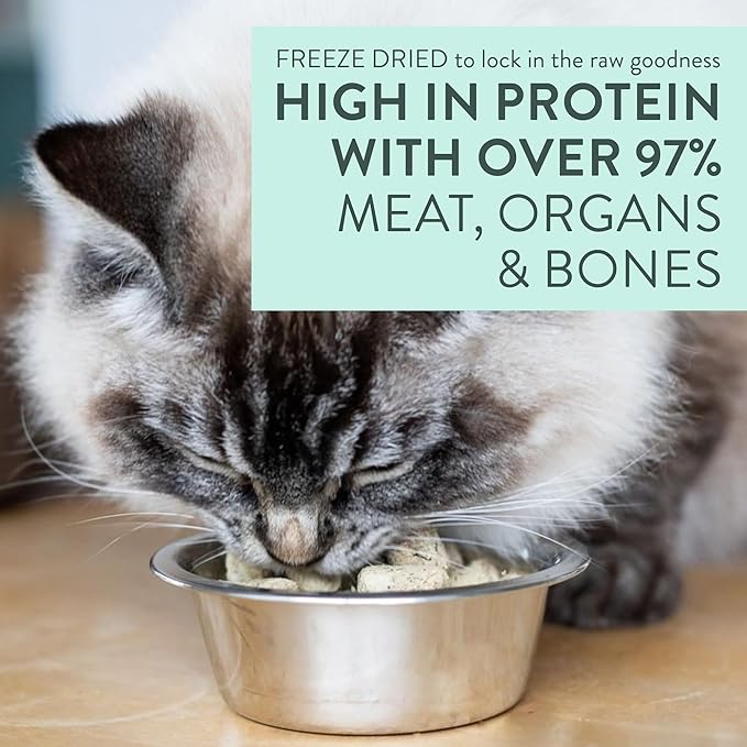 The New Zealand Natural Pet Food Co. Meow Freeze Dried Cat Food - Duck Recipe, High Protein, Use as a Complete Diet, Topper, Mixer, or as Cat Treats, All Life Stages, 9.9 oz
