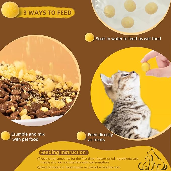 Freeze Dried Cat and Dog Treats Quail Egg Yolk, Healthy Tasty Snacks for Cats Dogs Training, Natural Freeze-Dried Limited Ingredient,Wholesome and Delicious Snacks for Pets (S, Quail)