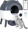Self-Cleaning Cat Litter Box with Large Capacity and Automatic Cleaning, Smart Cat Litter Box with App Control, Automatic Litter Box Triple Safety Protection, 1 Rolls Garbage Bags, Dark Gray