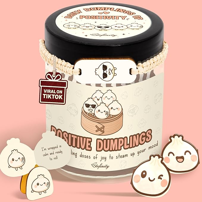 Stofinity Emotional Support Dumplings Cards - Positive Affirmation Jar with 60 Uplifting Notes, Funny Easter Gifts for Teen Girls, Women, Teacher, Tween, Birthday Gifts for Teen Girls Trendy Stuff
