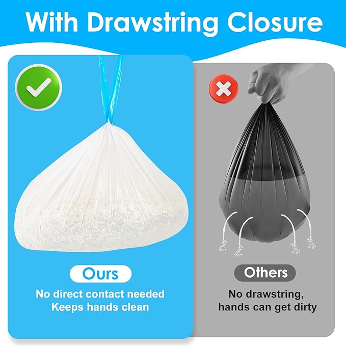 Cat Litter Bags 60 Count, 26.37"x15.74" Drawstring Close Litter Box Liners for Automatic Litter Box,Thick Cat Poop Bags,Easy to Clean,Heavy Duty Robot Bag for Self-Cleaning Box