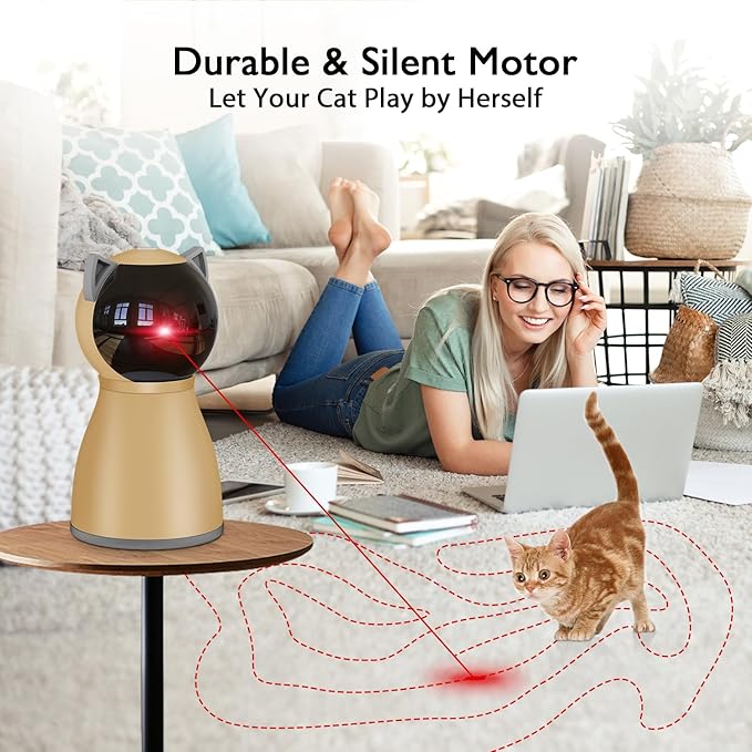 Interactive Cat Laser Toy Automatic for Indoor Cats,Real Random Trajectory Rechargeable Laser Cat Toys for Indoor Cats/Kittens/Dogs