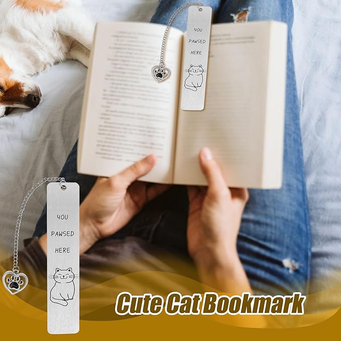 Cute Cat Bookmark, Aesthetic Book Marker Animal Funny Adorable Reading Accessories for Book Lovers Cat Lovers Men Women Teens Boys Girls Gift