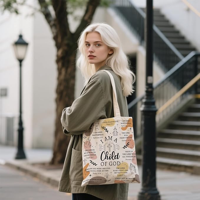 Aesthetic Canvas Tote Bag for Women - with Magnetic Snap Closure & Zipper Inner Pocket Reusable Bag for Shopping