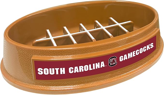 NCAA Super-Bowl - South Carolina Gamecocks Slow Feeder Dog Bowl. Football Design Slow Feeding Cat Bowl for Healthy Digestion. Non-Slip Pet Bowl for Large & Small Dogs & Cats