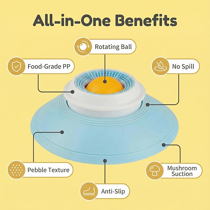 Dog Cat Lick Sphere Slow Feeder for Liquid Food & Peanut Butter,Interactive Licksphere for Dogs Anxiety Relief,Non-Slip Licking Bowl Enrichment Toys to Healthy Diet Food Container for Dogs Cats(White)