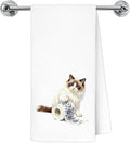 Funny Ragdoll Cat Bathroom Hand Towels, Ragdoll Cat Gifts, Blue Chinoiserie Toilet Paper Kitty Kitten Decorative Hand Towels Bathroom Restroom Washroom Decor, 16x24 Inch
