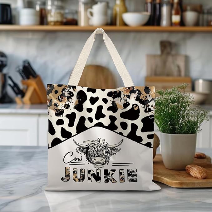 Canvas Tote Bag Aesthetic,Zoon Cow Dog Cat Tote Bag,Gifts for Women Canvas Tote Bags