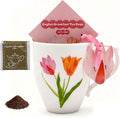 Floral Tulip Mug Gift Set Ceramic Tea Mug with Tulip Design, Includes English Breakfast Tea Gift Boxed – Perfect Mother’s Day, Birthday or Thank You Present for Her