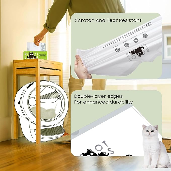 120 Tidy Draw-Pack Cat Litter Box Robot 5/4/3 Waste Bags Automatic Litter Box Bags, Tear-free, Sensor-compatible, Thick Heavy Duty Cat Litter Box Liner Bags 25.2 x 15.7 IN