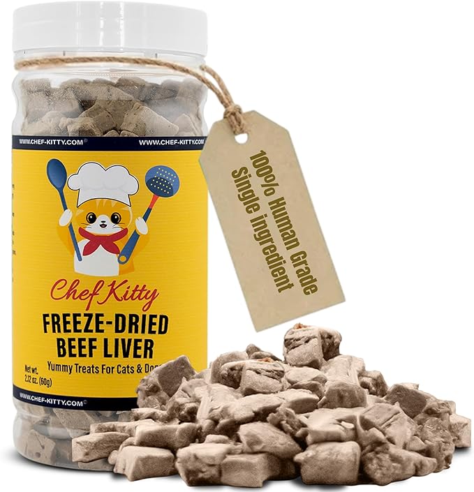 Freeze Dried Beef Liver Dog Treats | Healthy Kitten Treats, Single Ingredient, Raw | High Protein Cat & Dog Food Toppers, Grain-Free | Inspected & Tested in USA | 2.1 oz