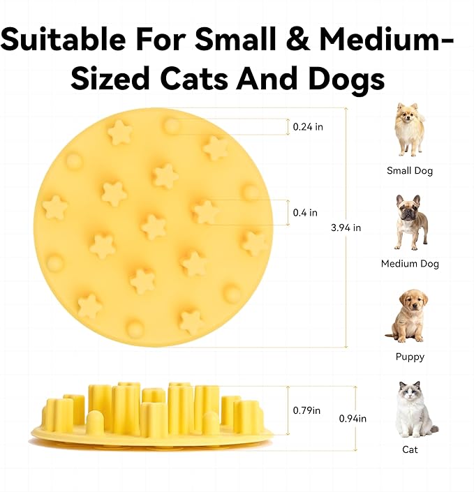 Slow Feeder Insert for Cat Dog Bowls, Anti-Choking Silicone with Strong Suction Cups, Fits Most Cat Bowls, Ideal for Puppy Small Medium Breeds