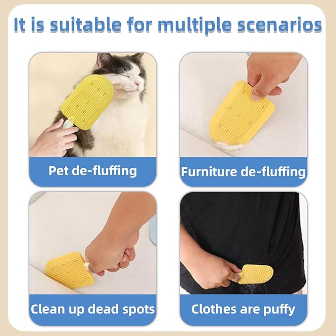 3PCS Pet Ice Cream Massage Combs, Cat Double-Sided Grooming Brush, Cat Tongue Brush for Cats Grooming Easily Removes Fur Reducing Hairballs (Green+Blue+Yellow)