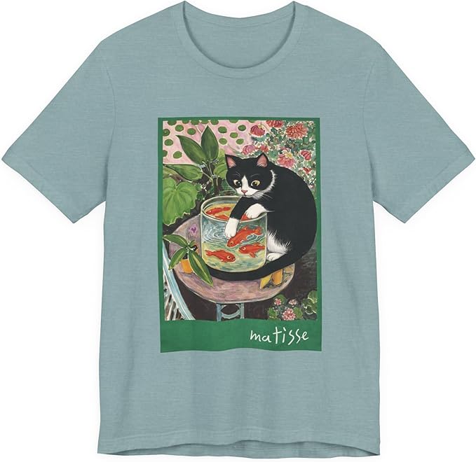 Vintage Cat Painting T Shirt, Matisse Inspired Cat Tee, Retro Art Aesthetic Shirt, Funny Cat Lover Gift