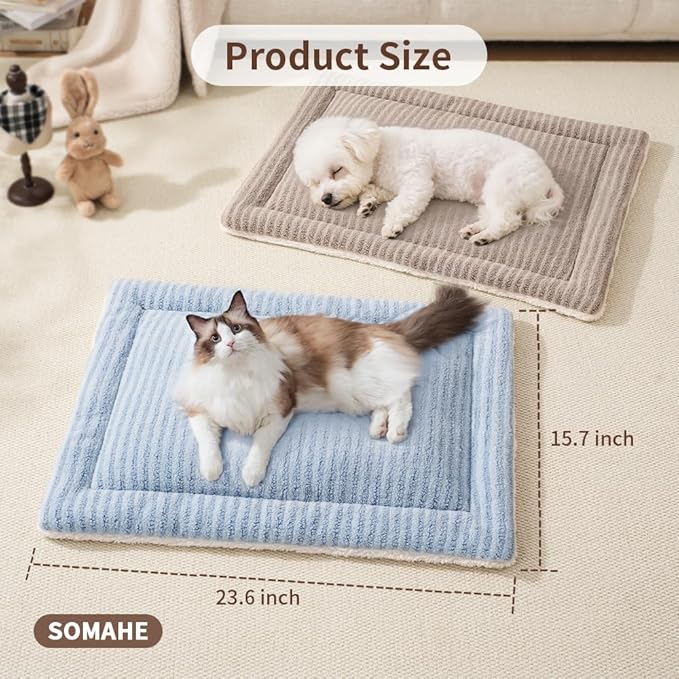 SOMAHE Self-Warming Cat Bed Pad, Reversible & Ultra Soft Pet Mat for Crates, Kennels, Sofas & Furniture, Machine Washable, Durable for Dogs and Cats, 23x15 Inch Blue