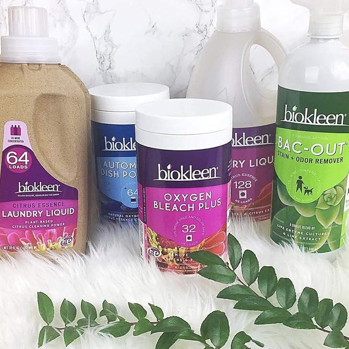 Biokleen Bac-Out Stain+Odor Remover, Destroys Stains & Odors Safely, for Pet Stains, Laundry, Diapers, Wine, Carpets, & More, Eco-Friendly, Non-Toxic, Plant-Based, 16 Ounces (Pack of 12)