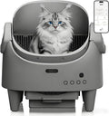 Self Cleaning Litter Box, Open Top Automatic Cat Litter Box with App Control for Multiple Cats, Electric Cat Litters Box Adjustable Entrance Height, Multi-Sensor Safety Protection, 1 Roll Garbage Bags