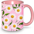 Daisy Coffee Mug 11oz Ceramic Tea Cup With Handle Funny Porcelain Mugs for Women Dishwasher Microwave Safe