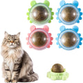 360° 4 Pack Catnip Ball for Cats Wall Mounted with Licking Roller and Spinning Motion - Interactive Treat Toy for Indoor Cats, Promotes Teeth Cleaning, Anxiety Relief and Active Play