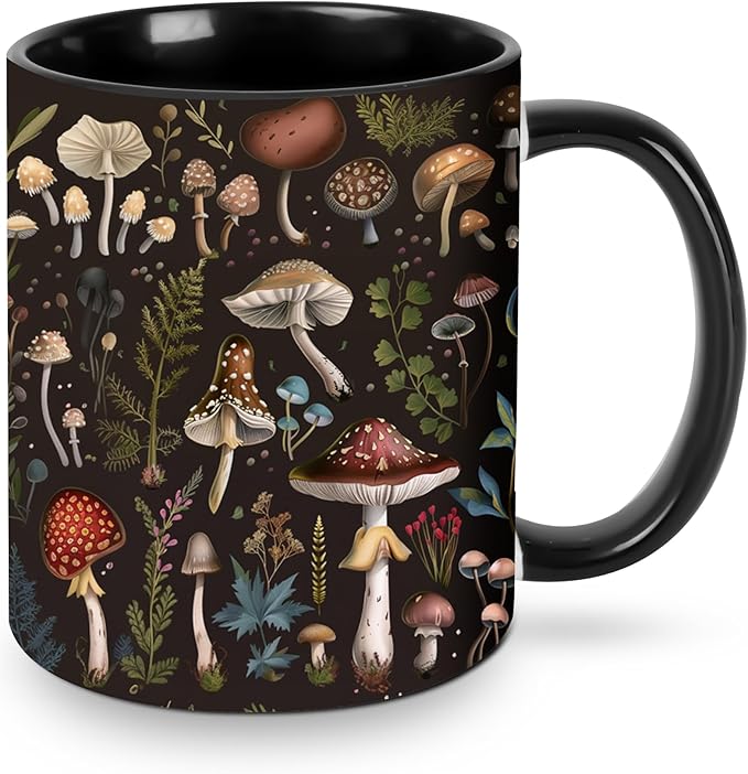Mushroom Coffee Mug 11OZ Funny Ceramic Tea Cup Kitchen Decor Novelty Presents for Home Office Travel