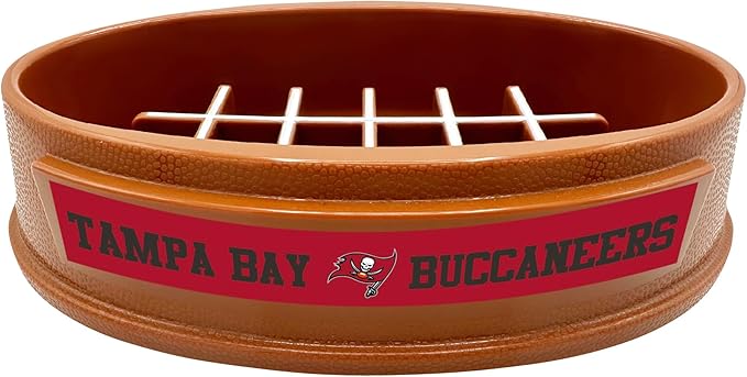 NFL Super-Bowl Tampa Bay Buccaneers Slow Feeder Dog & Cat Bowl. Football Design for Healthy Digestion. Non-Slip for Large & Small Pets
