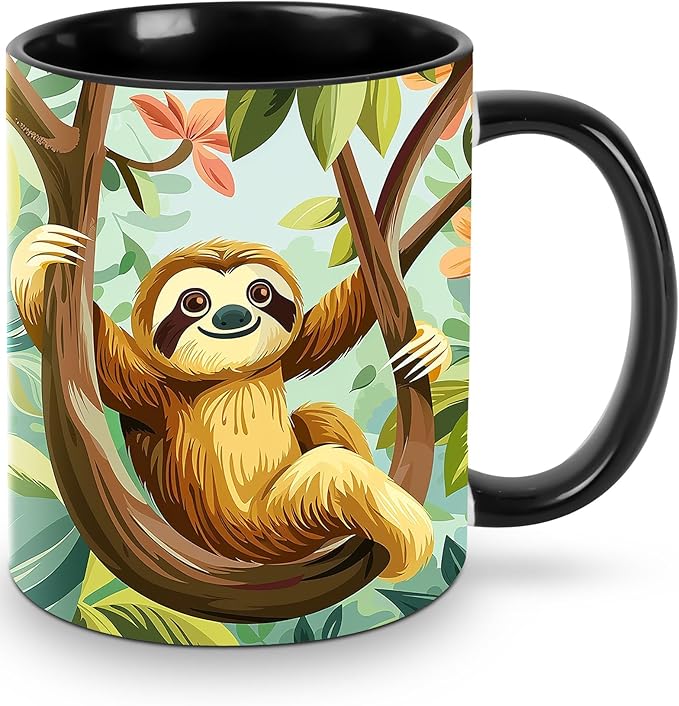 Sloth Coffee Mug 11oz Ceramic Tea Cup With Handle Funny Porcelain Mugs for Women Dishwasher Microwave Safe