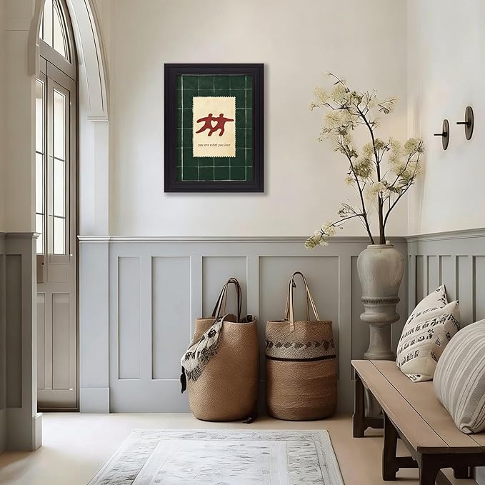 Love Quotes Canvas Wall Art Modern Trendy Women Poster Green Red Aesthetic Prints Romantic You Are What You Love Wall Decor for Living Room Home 12X16 inch Vintage Framed