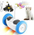 Interactive Cat Toy for Indoor Cats, Smart Toys with 2 PCE Feathers, Automatic Moving Wheels Toys for Kitten, Rechargeable Mouse Cat Toy for Bored Adult Cats