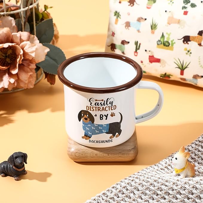 Dachshund Lover Gifts for Women Birthday Gifts Baskets Set Include Canvas Tote Bag, Makeup Bag, Socks, Keychain, Enamel Mug, Small Figurines for Mom, Wife, Sister, Friend