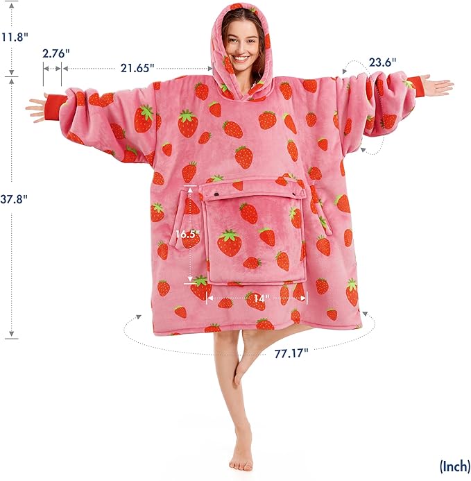 Narecte Cozy Oversized Blanket Hoodie Wearable Blanket Adults Soft Hooded Blanket Hoodie Birthday Gifts for Women Christmas