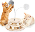 Cat Toy Track Ball with Bell Teaser Wand - Double-Layer Tower Roller, Interactive Wooden Cat Toy for Mental & Physical Exercise, Double Fun for Kittens & Cats