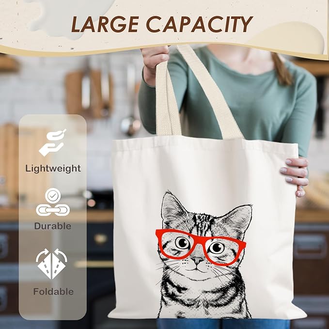Canvas Tote Bag Aesthetic,Zoon Cow Dog Cat Tote Bag,Gifts for Women Canvas Tote Bags