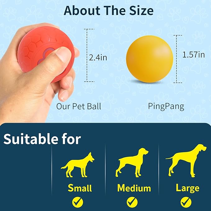 Interactive Dog Ball, Automatic Rolling Ball Toy for Dogs Cats with Intelligent Playtime, Bite, Portable Fun, Health Promotion, Boredom Relief, for Small Medium Large (Orange)