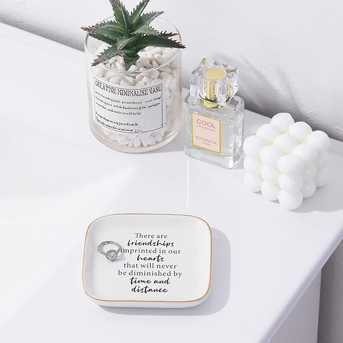 Friend Birthday Gifts for Women Ring Dish Friendship Gifts for Women Friends Female Gifts "There are friendships imprinted in our hearts that will never be diminished by time and distance"