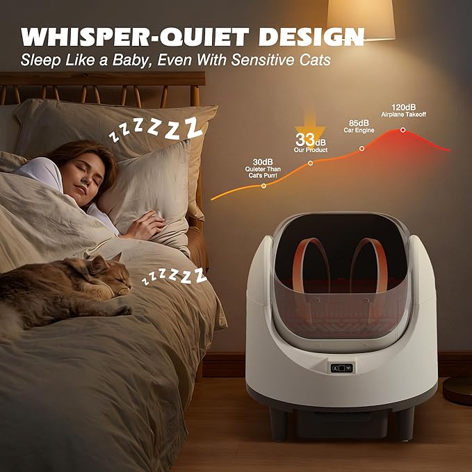 Grepatio Automatic Cat Litter Box for Multiple Cat, Open-Top Self Cleaning Cat Litter Box with APP Control, Safe Anti-Pinch, Weight Monitoring, Litter Box Include Scent Cartridge, 2-Roll Garbage Bags